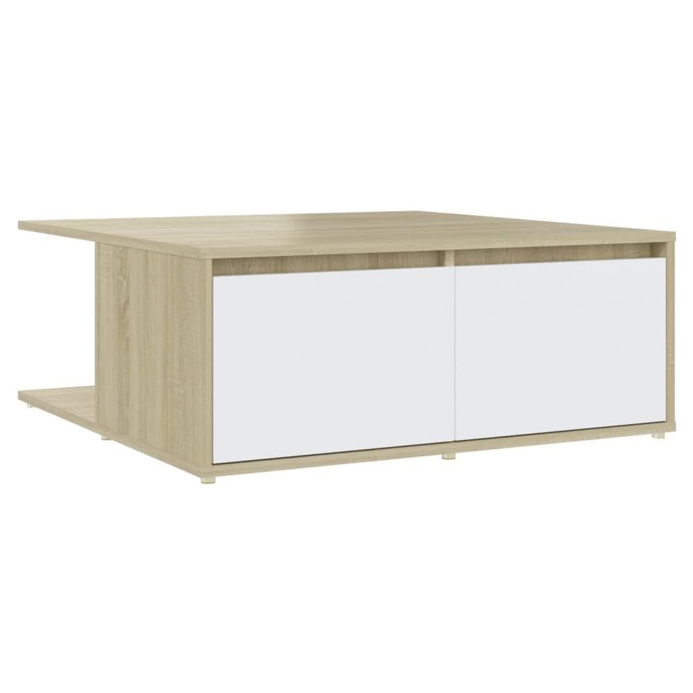 Tavolino Salotto Bianco e Rovere Sonoma 80x80x31cm Multistrato - Foto 1