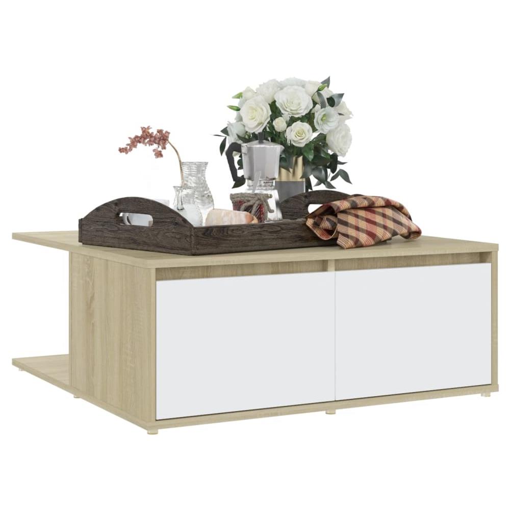 Tavolino Salotto Bianco e Rovere Sonoma 80x80x31cm Multistrato - Foto 2