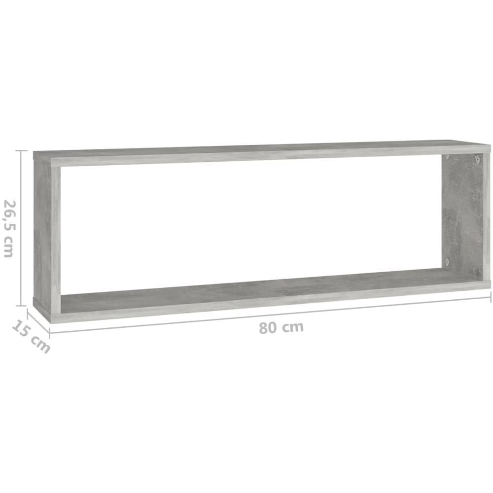 Mensole Parete Cubo 2pz Grigio Cemento 80x15x26,5cm Multistrato - Foto 1