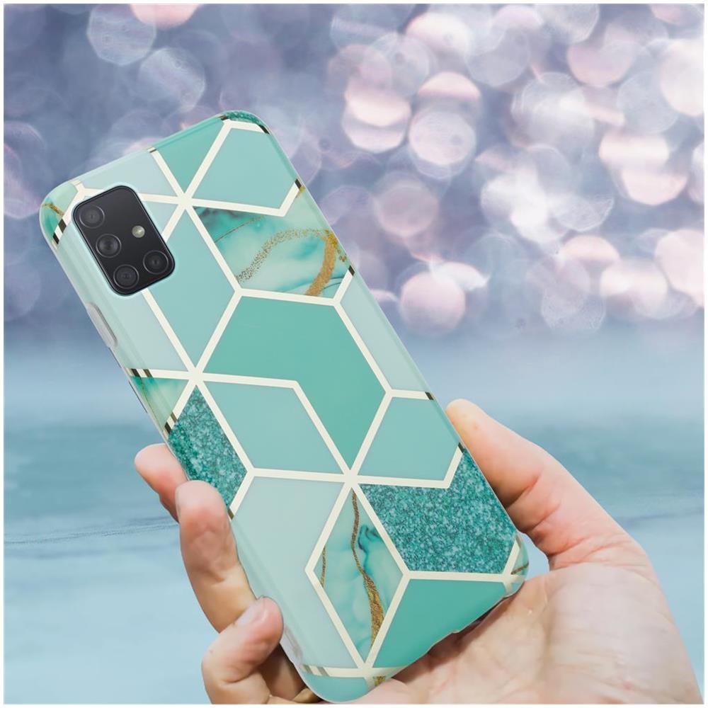 Custodia Compatibile Con Samsung Galaxy A71 5g In Marmo Verde Chiaro Verde Oro No. 3 - Coperchio Protettivo In Silicone Tpu Con Motivo A Mosaico - Foto 8