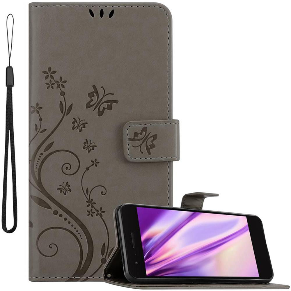 Cadorabo Custodia Compatibile Con Lg K8 2018 In Grigio Fiore - Coperchio Protettivo In Design Floreale Con Chiusura Magnetica, Funzione Stand E Slot Per Carte - Foto 1