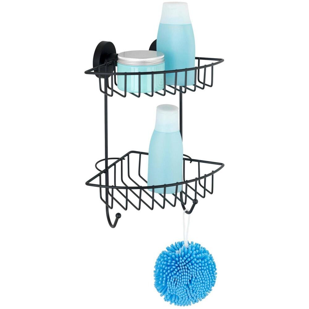 Mensola Doccia Bari Vacuum-loc, Duplex, Metallo, Nero, - Foto 1