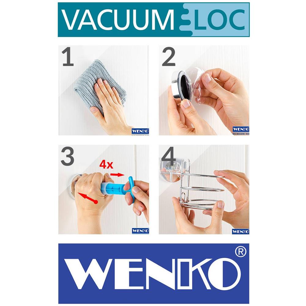 Mensola Doccia Bari Vacuum-loc, Duplex, Metallo, Nero, - Foto 3