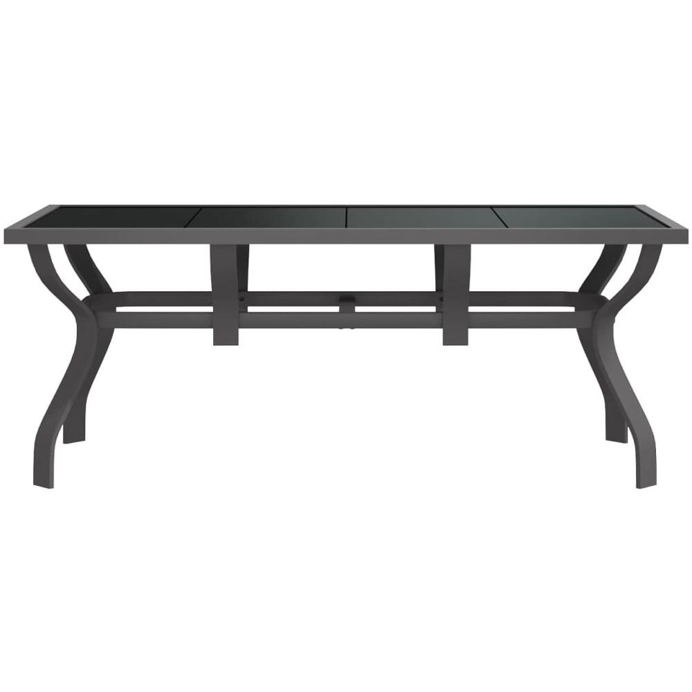 Tavolo Da Giardino Grigio E Nero 180x80x70cm In Acciaio E Vetro - Foto 3