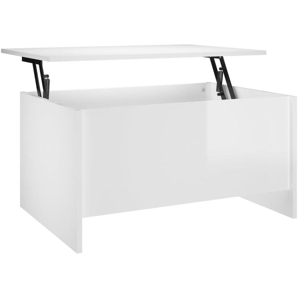Tavolino Salotto Bianco Lucido 80x55,5x41,5cm Legno Multistrato - Foto 1