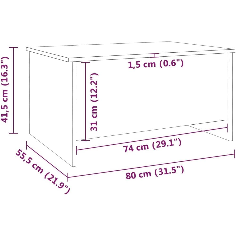 Tavolino Salotto Bianco Lucido 80x55,5x41,5cm Legno Multistrato - Foto 7