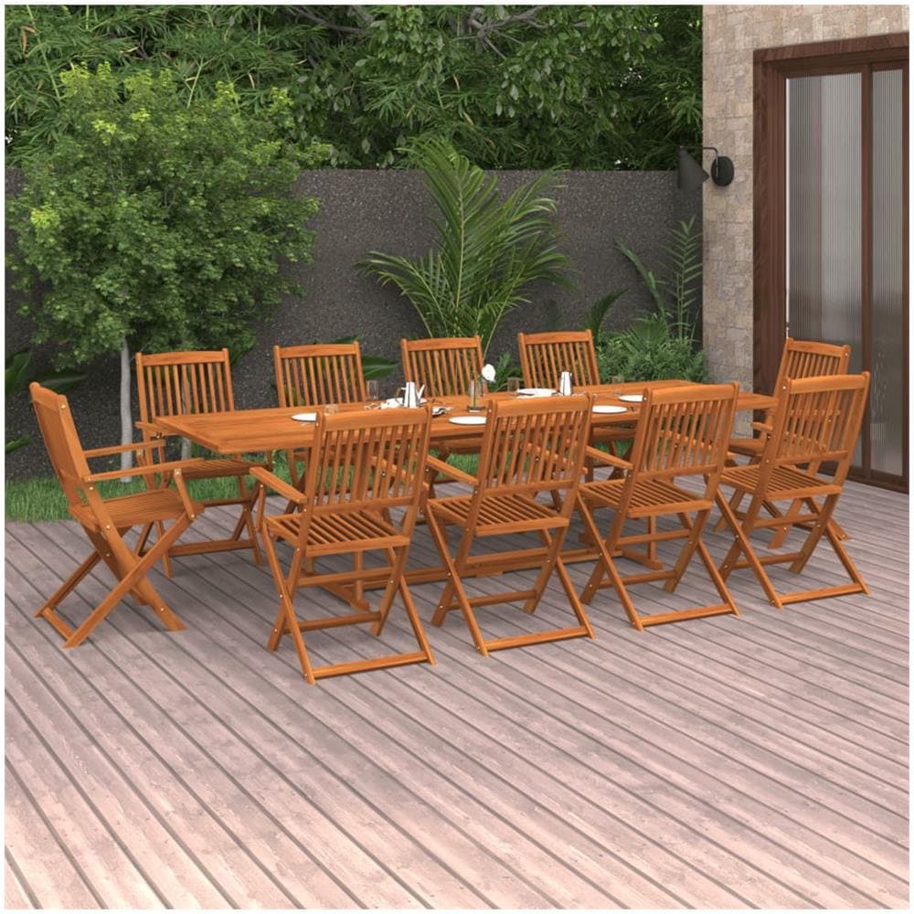 Set da Pranzo da Giardino 11 pz 280x90x75 cm Massello di Acacia - Foto 1