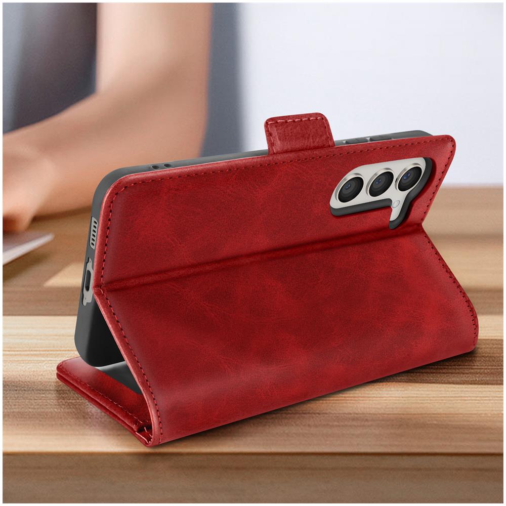 Custodia Per Samsung Galaxy S23 Portafoglio Funzione Supporto Prestifold Rossa - Foto 2