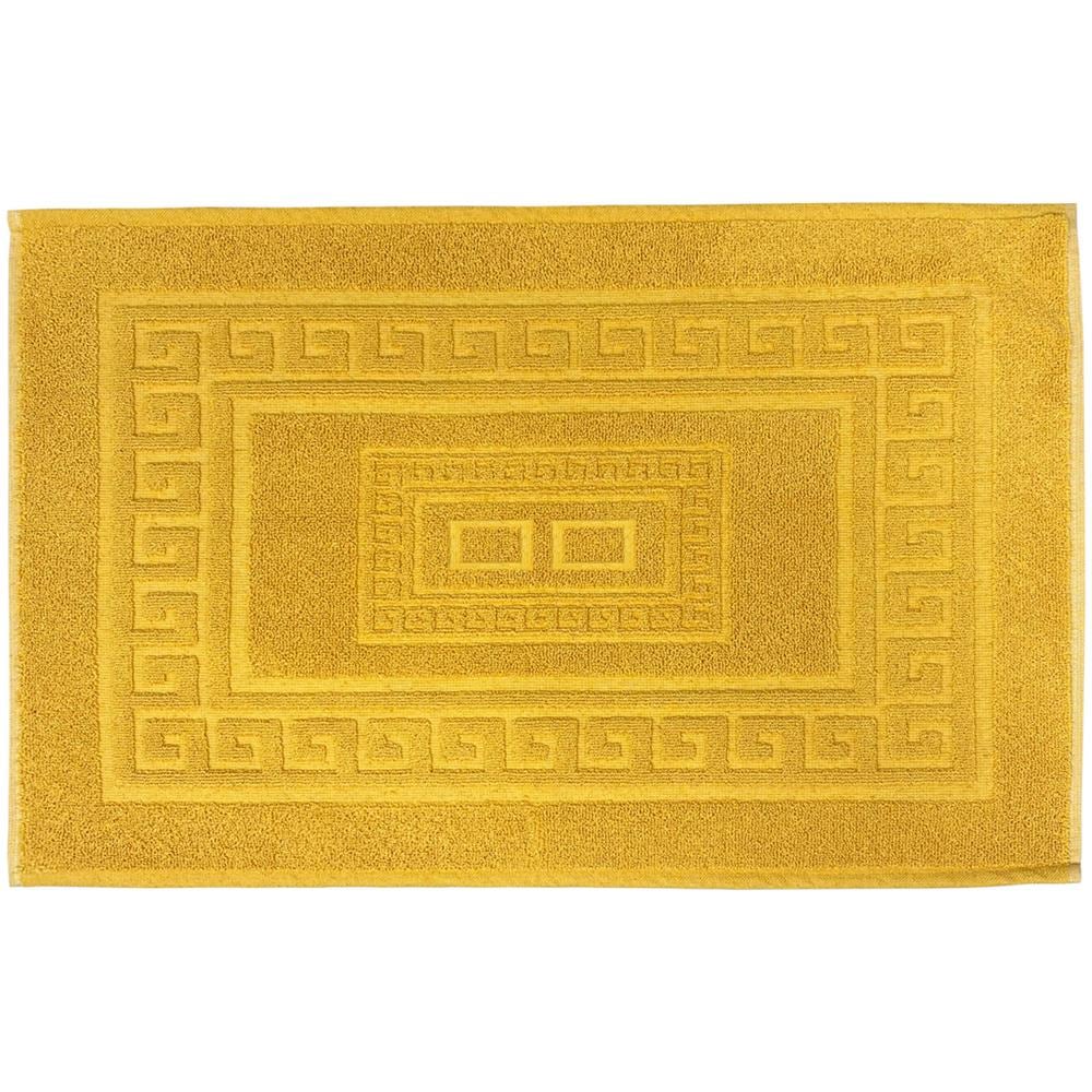 Tappeto Bagno Doccia Spugna Tinta Unita Torino Tappetino Super Assorbente In Cotone Pelo Corto Con Greca 60x180 Senape - Foto 1