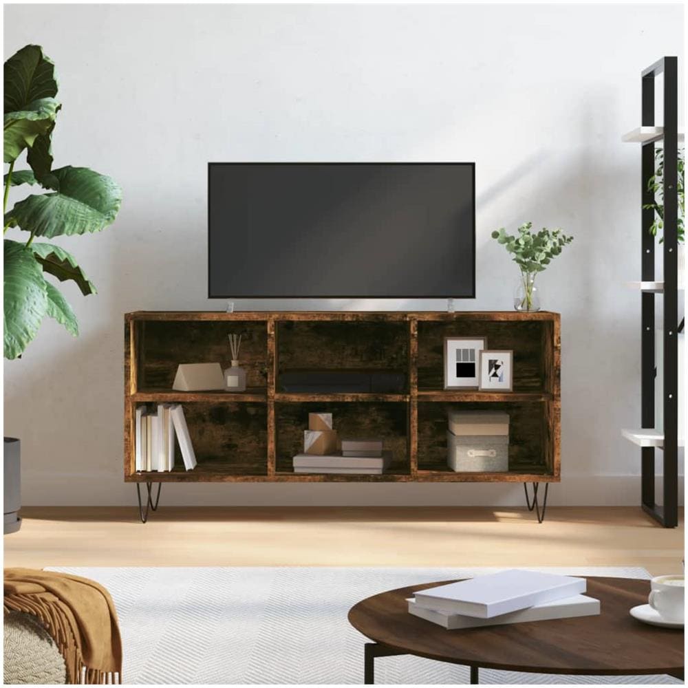 Mobile Porta Tv Rovere Fumo 103,5x30x50 Cm In Legno Multistrato - Foto 1