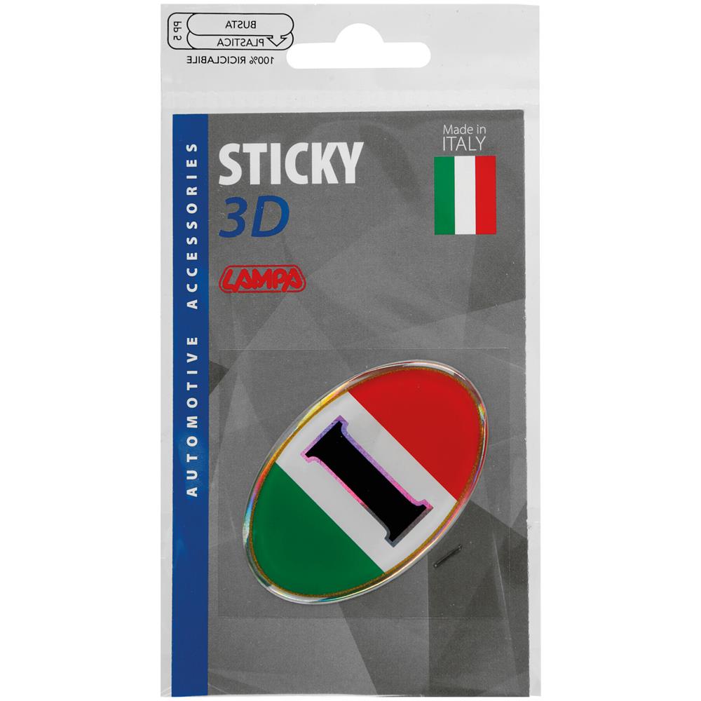 Sticky 3d - Ovale Tricolore Italia, 1 Pz - 61x40 Mm - Foto 2