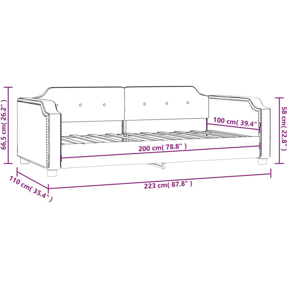 Letto Da Giorno Grigio Scuro 100x200 Cm In Tessuto - Foto 7