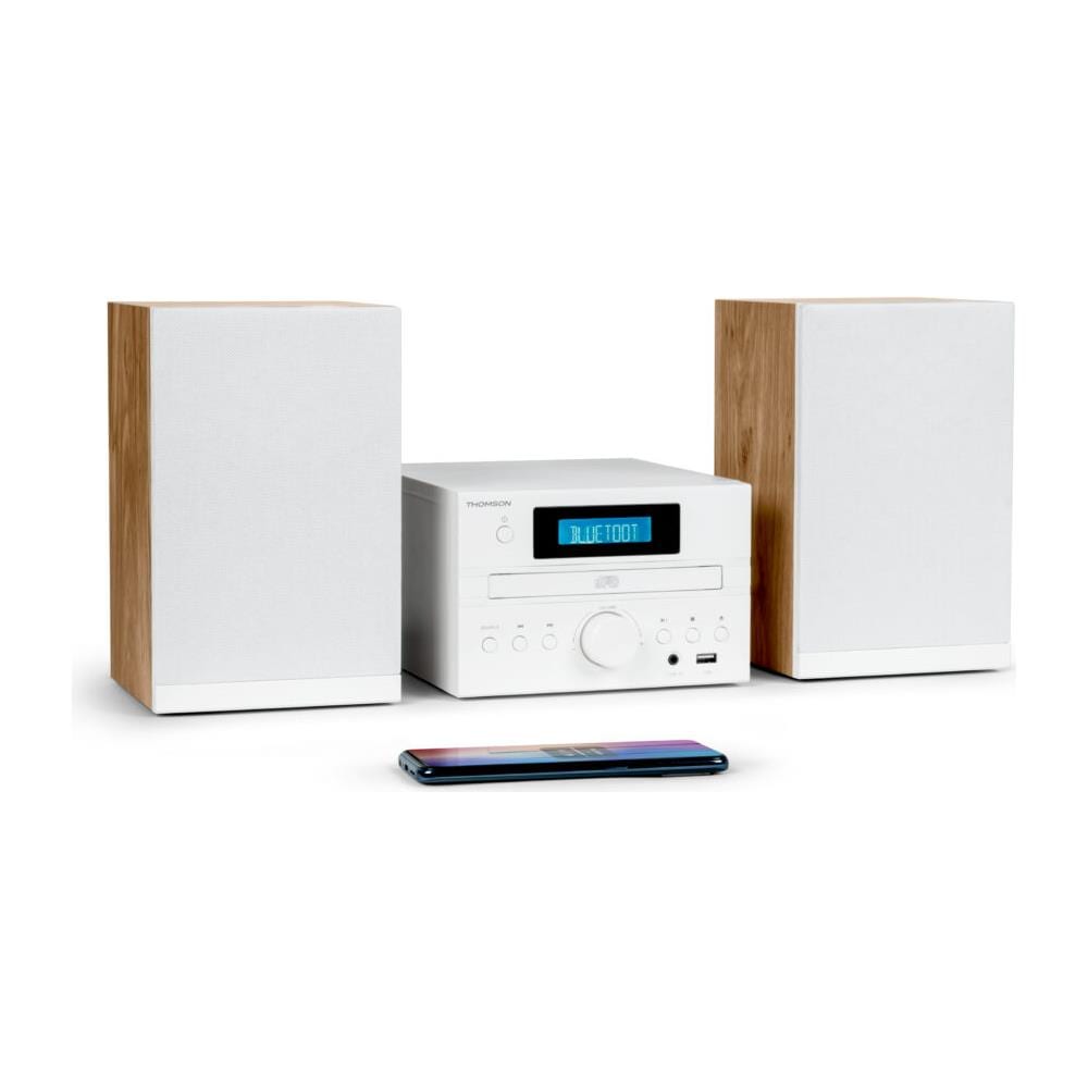 Microsistema Bianco e Legno 50W Lettore CD / Bluetooth /Radio FM / MP3 / USB - Foto 2