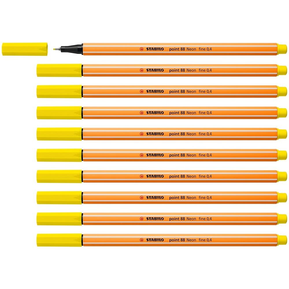 point 88 - Fineliner - Confezione da 10 - Giallo NEON - Foto 1