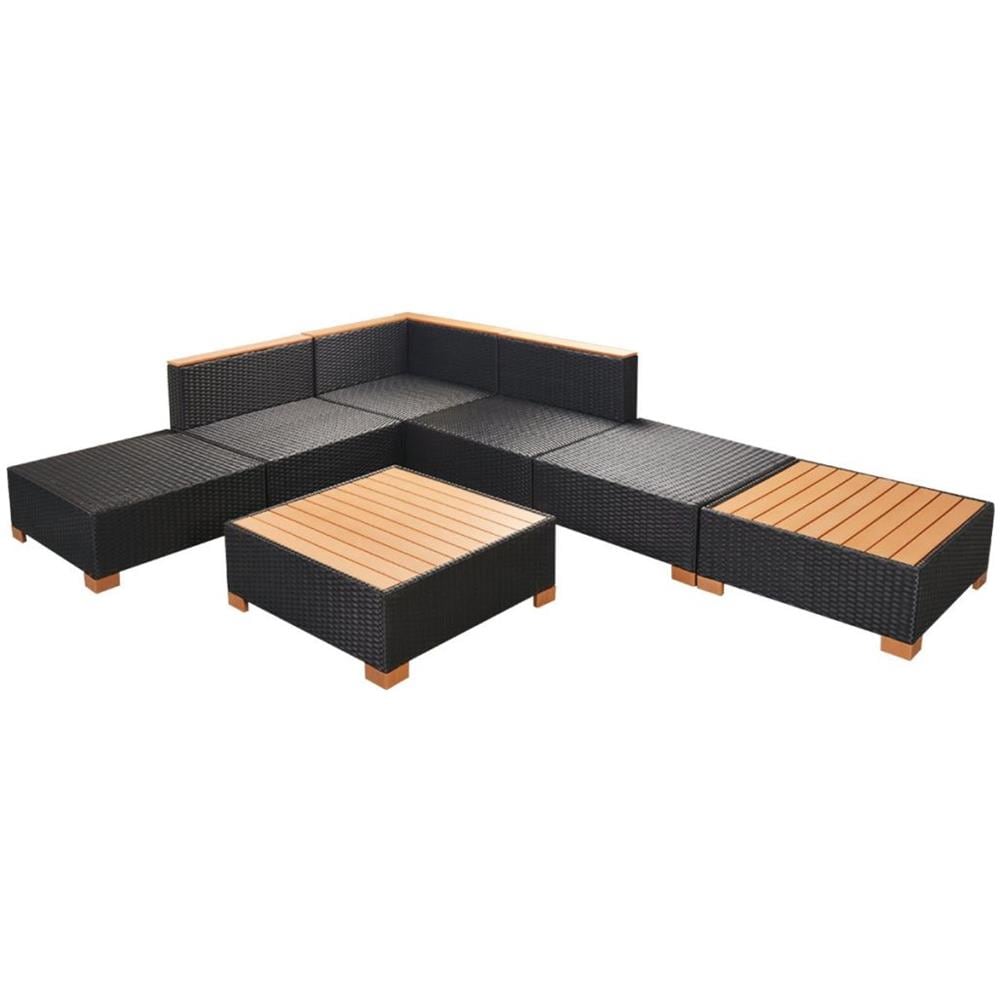 Set Divani da Giardino 7 pz con Cuscini in Polyrattan Nero - Foto 7
