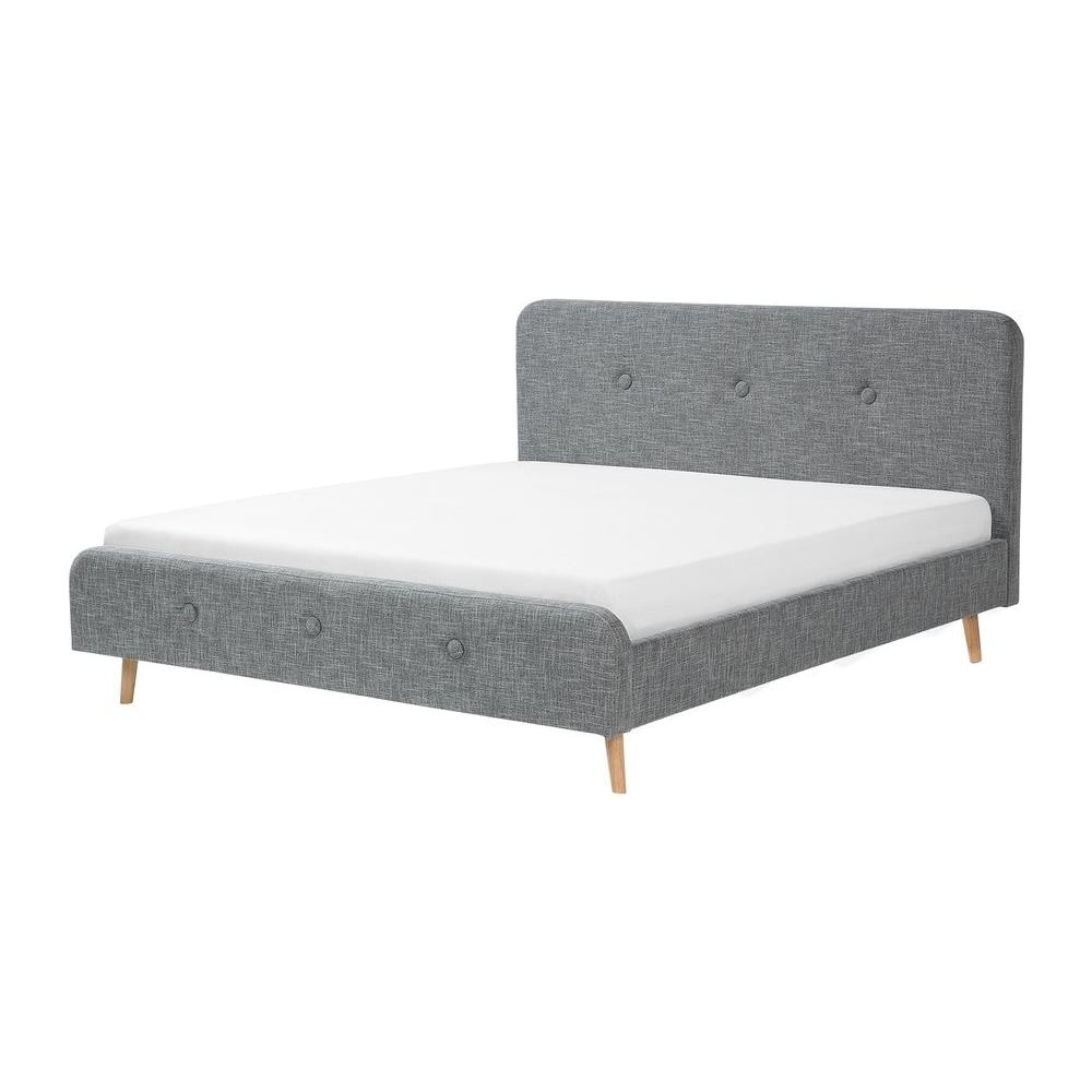 Letto In Tessuto Grigio Chiaro Con Rete A Doghe 180 X 200 Cm - Rennes - Foto 1