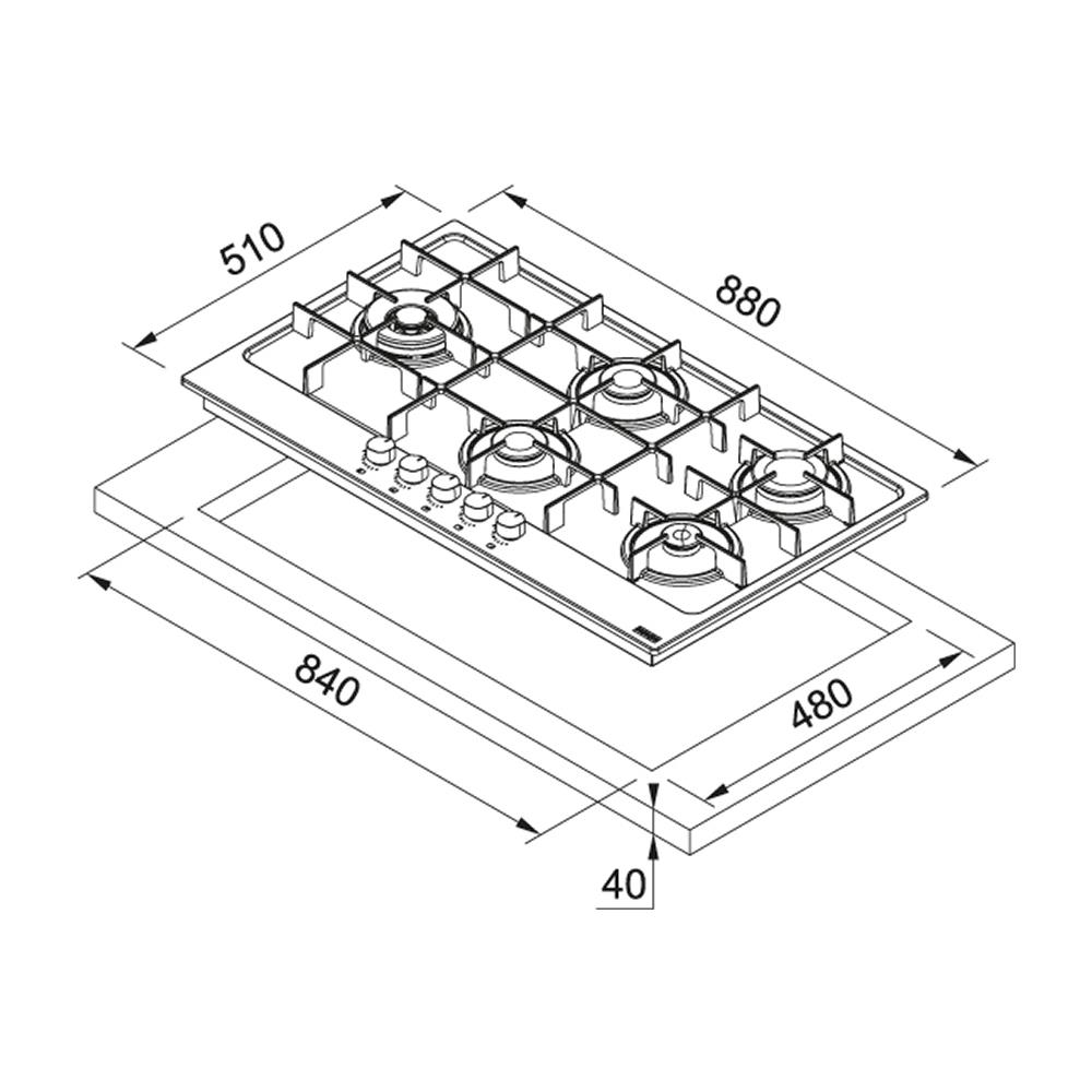 Maris FHMA Acciaio inox Da incasso 88 cm Gas 5 Fornello (i) - Foto 2
