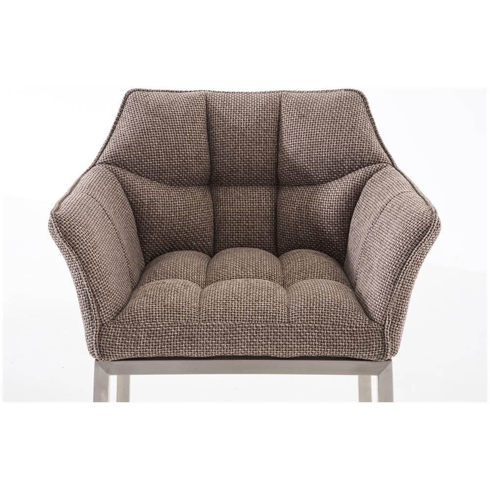 Sgabello DAMASO B con Telaio a 4 Gambe Nero, in Tessuto Marrone Terra Telaio Acciaio Inox - Foto 5