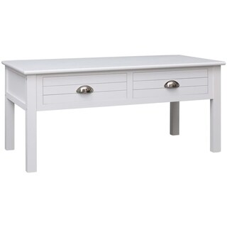 VCM Tavolino Da Salotto Kobila – Legno, Bianco, 115x58x52 Cm Con Ripiani Laterali