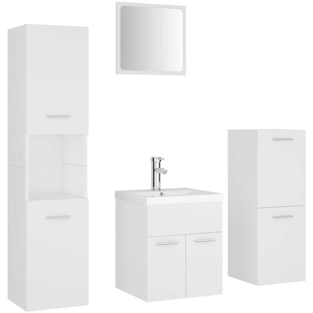 Set Mobili Da Bagno Bianco In Truciolato - Foto 2