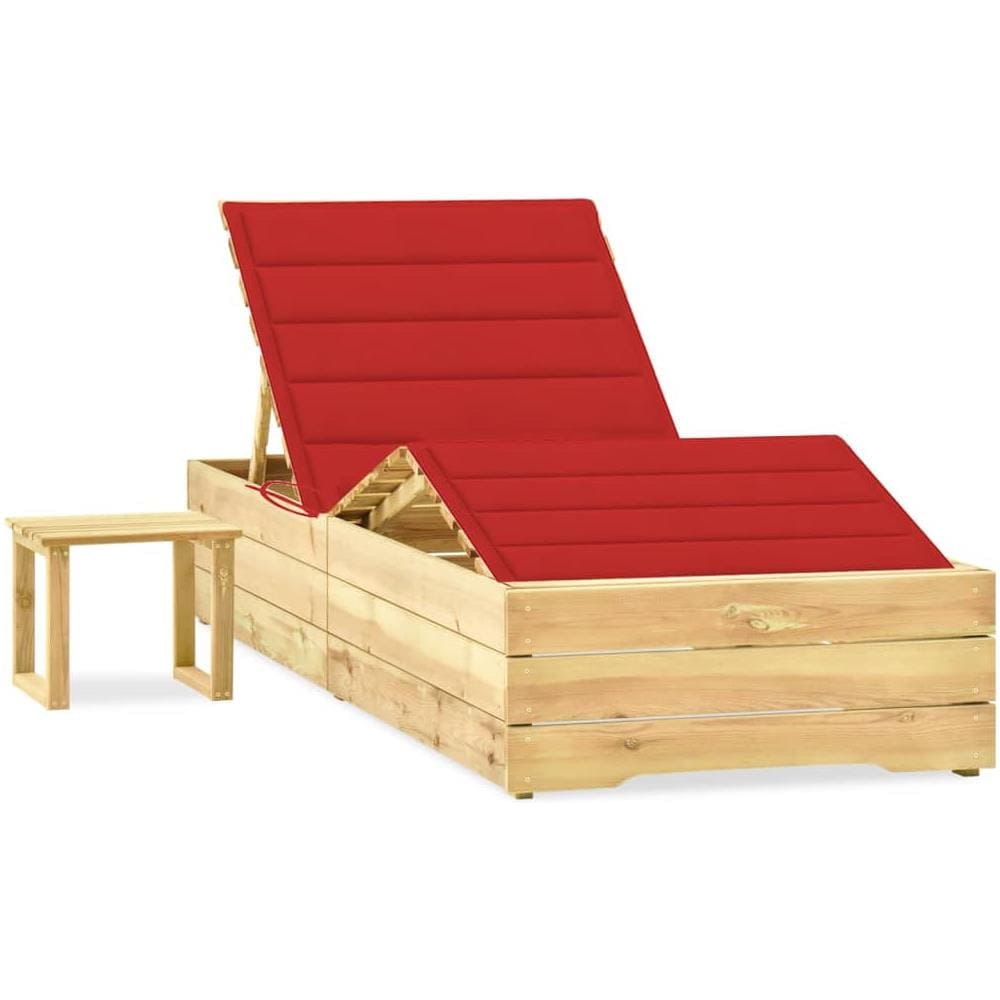 Lettino da Giardino con Tavolino Cuscino Legno Pino Impregnato - Foto 1