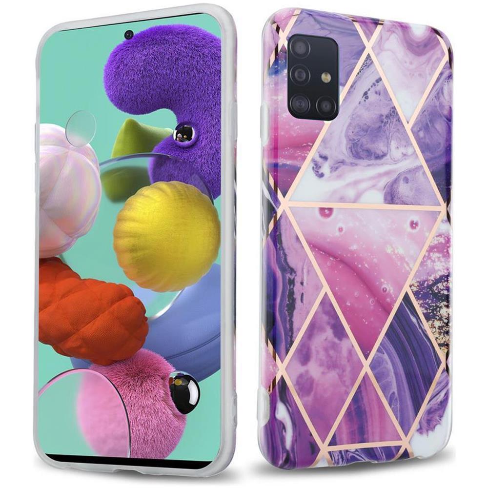 Custodia Compatibile Con Samsung Galaxy A51 5g In Marmo Viola Onda No. 14 - Coperchio Protettivo In Silicone Tpu Con Motivo A Mosaico - Foto 1