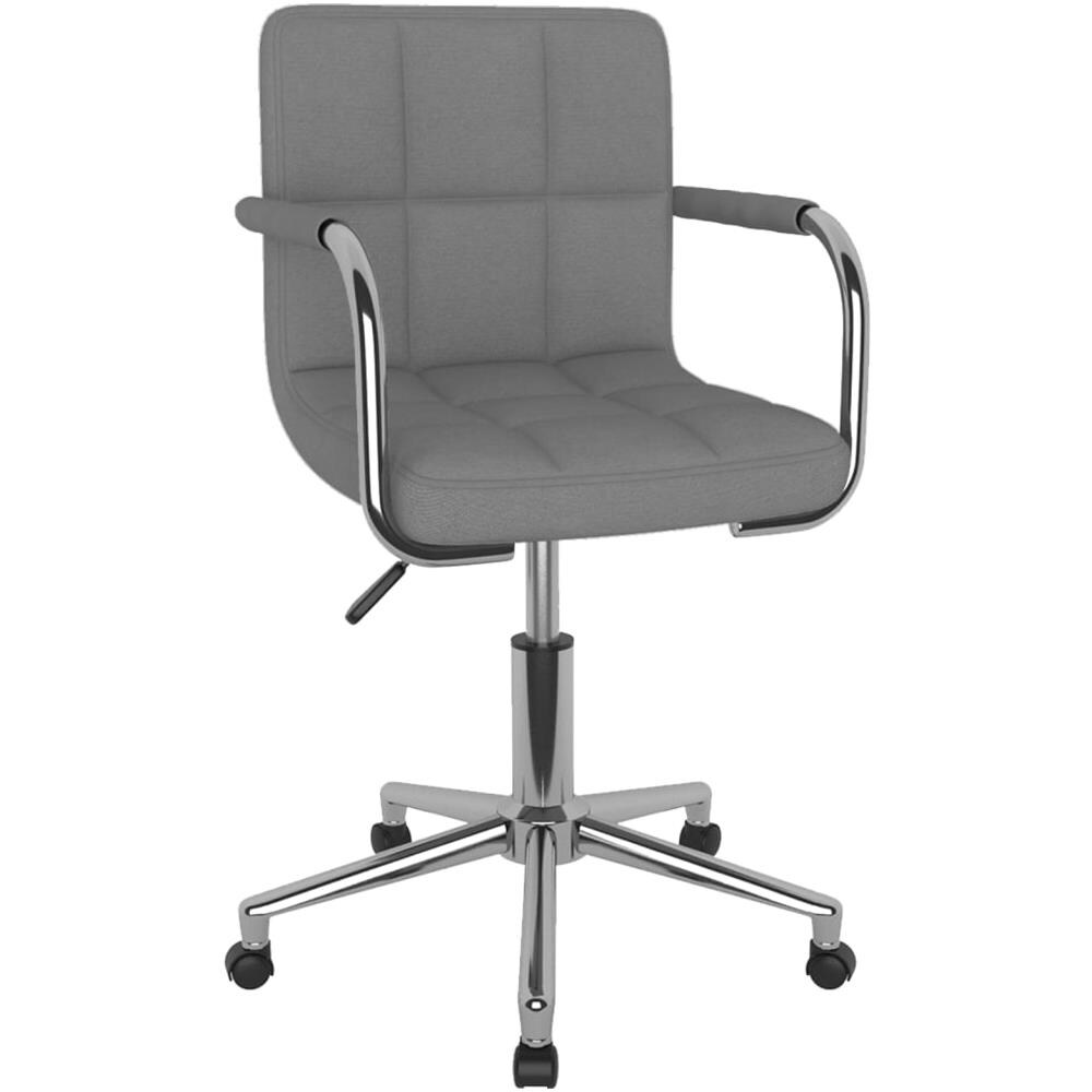 Sedia Da Pranzo Girevole Grigio Chiaro In Tessuto - Foto 1