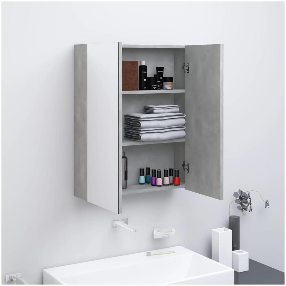 Armadietto A Specchio Per Bagno 60x15x75 Cm Mdf Grigio Cemento - Foto 1
