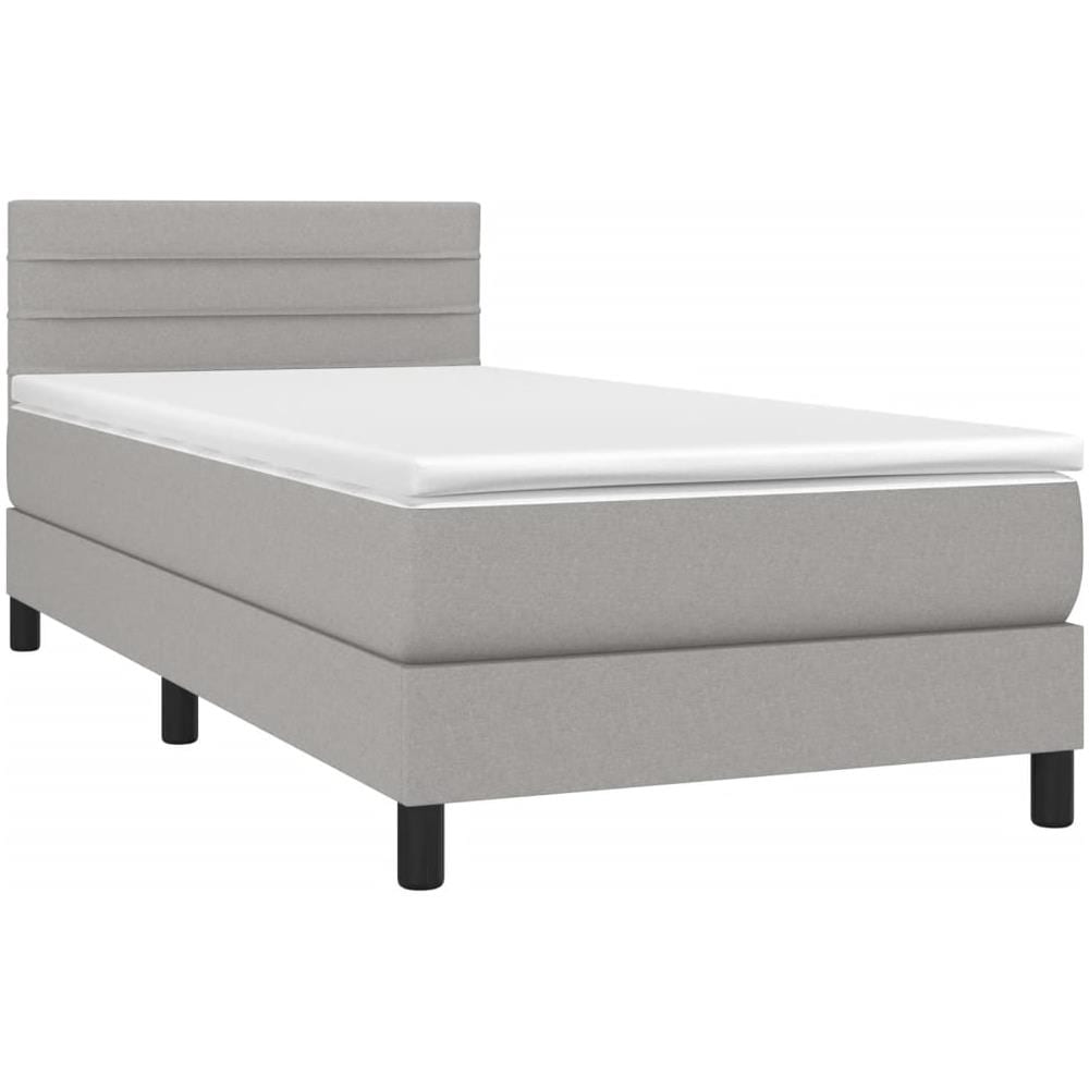 Letto A Molle Materasso E Led Grigio Chiaro 100x200 Cm Tessuto - Foto 3