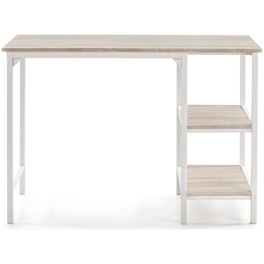 Scrivania Colón Bianco, 2 Mensole, Stile Nordico, 110 (lunghezza) X 55 (profonditá) X 76 (altezza) Cm - Foto 2