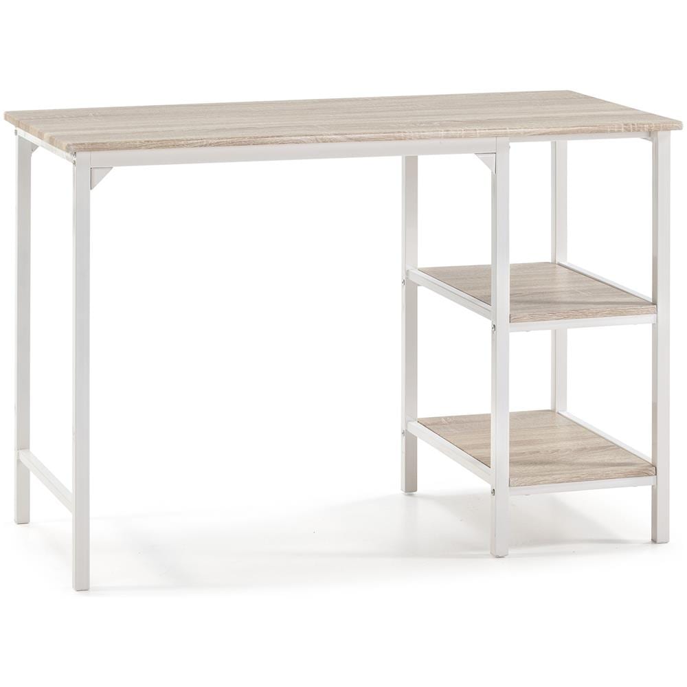 Scrivania Colón Bianco, 2 Mensole, Stile Nordico, 110 (lunghezza) X 55 (profonditá) X 76 (altezza) Cm - Foto 1