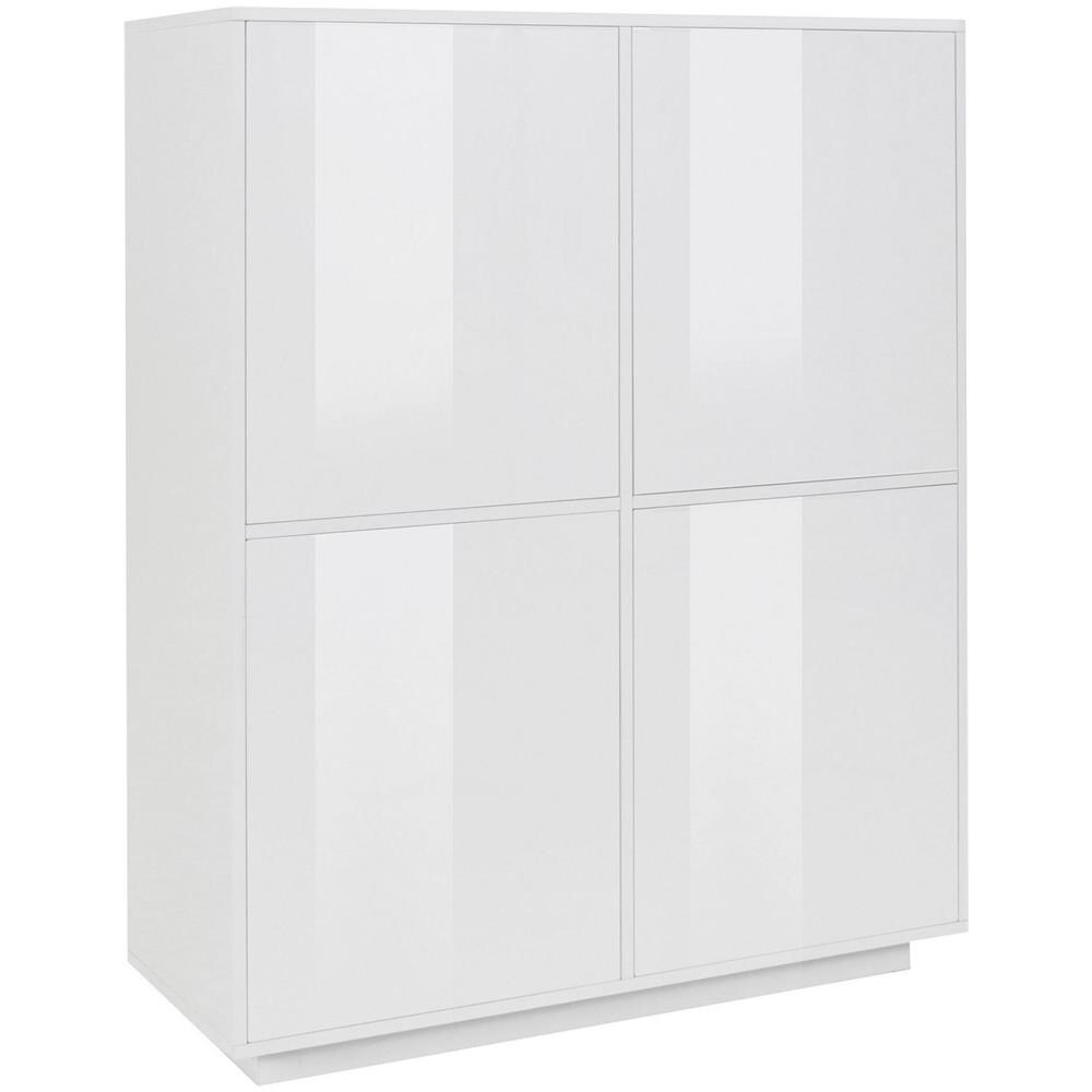 Credenza Zaccaria, Madia Da Cucina A 4 Ante, Buffet Da Soggiorno, 100% Made In Italy, Cm 100x41h126, Bianco Lucido - Foto 2