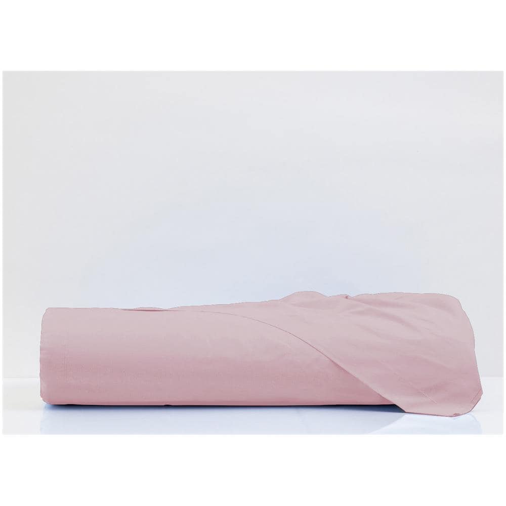 Lenzuolo Sopra Cordonetto In Cotone Percalle Made In Italy Tinta Unita Singolo Rosa - Foto 1