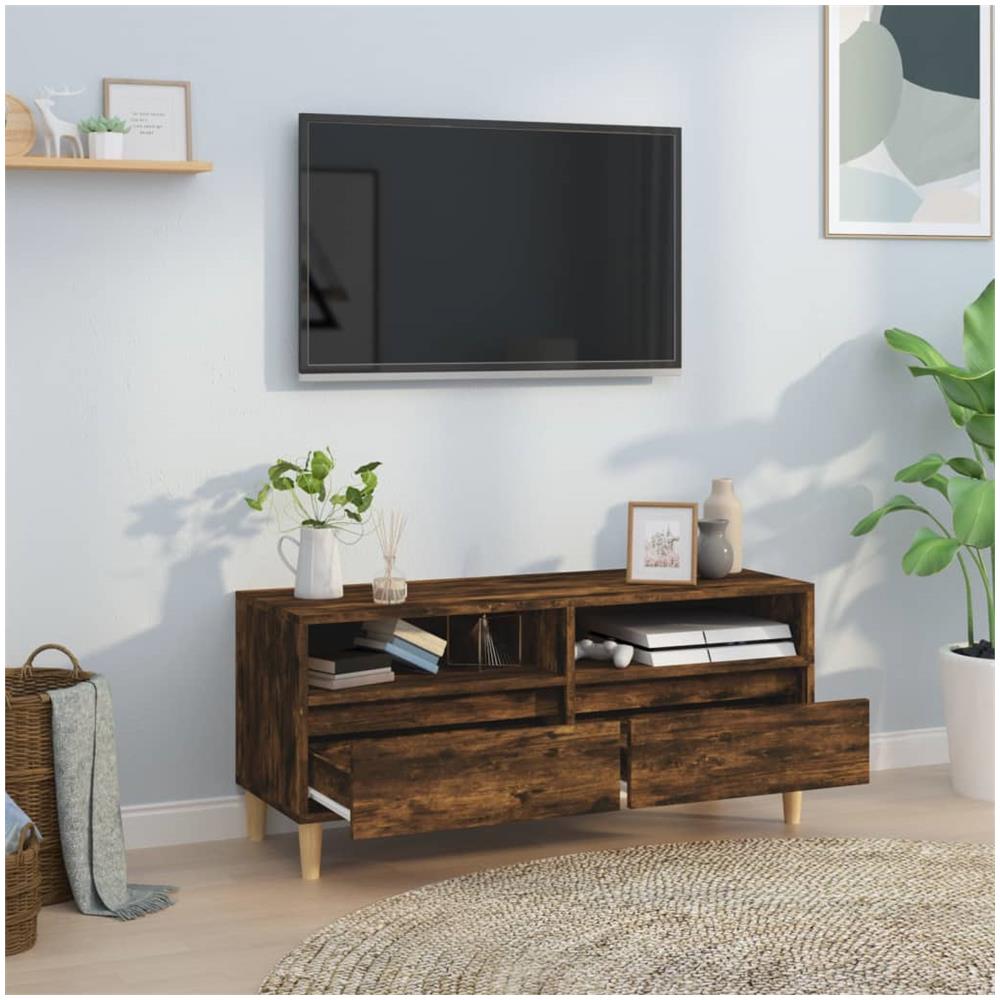 Mobile Tv Rovere Fumo 100x34,5x44,5 Cm In Legno Multistrato - Foto 3