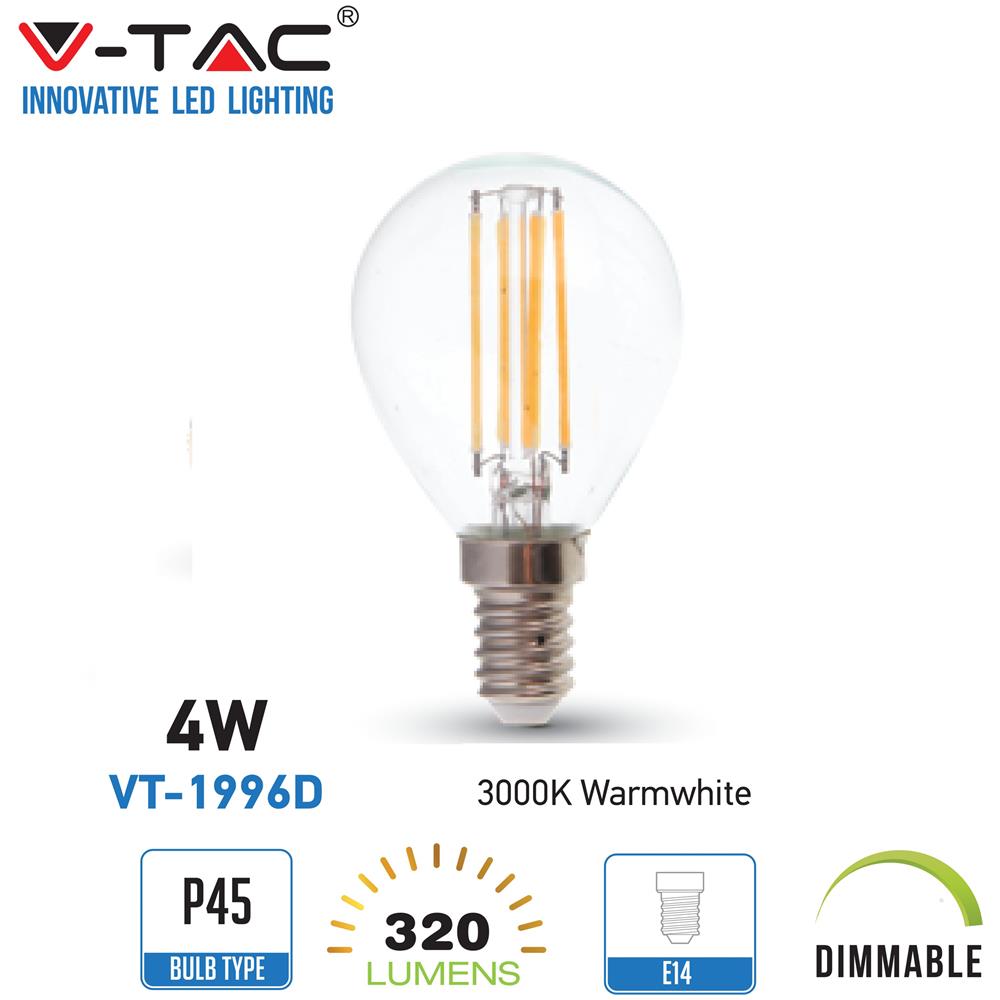 Lampadine Led E14 4w P45 Dimmerabile Filamento Vt-1996d 4394 - Foto 1