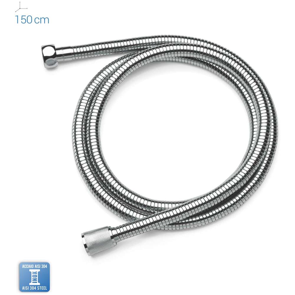 Tubo Flessibile Doccia Ecoflex Doppia Aggraffatura In Acciao Inox 150 Cm - Foto 2
