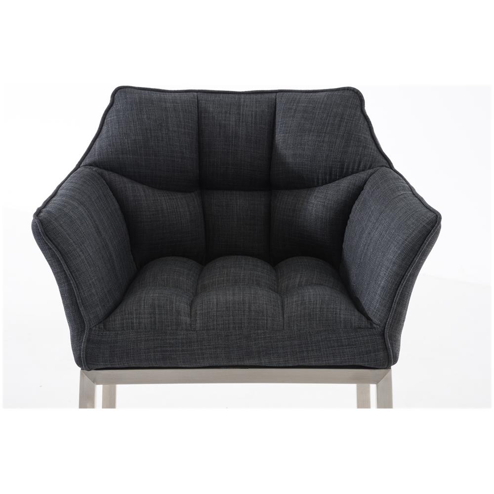 Sgabello DAMASO B con Telaio a 4 Gambe Nero, in Tessuto Grigio Scuro Telaio Acciaio Inox - Foto 5