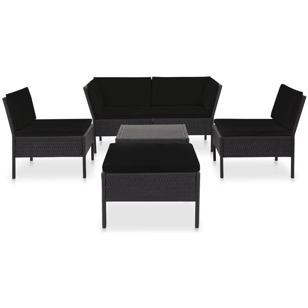 Set Divani Da Giardino 6 Pz Con Cuscini In Polyrattan Nero - Foto 2