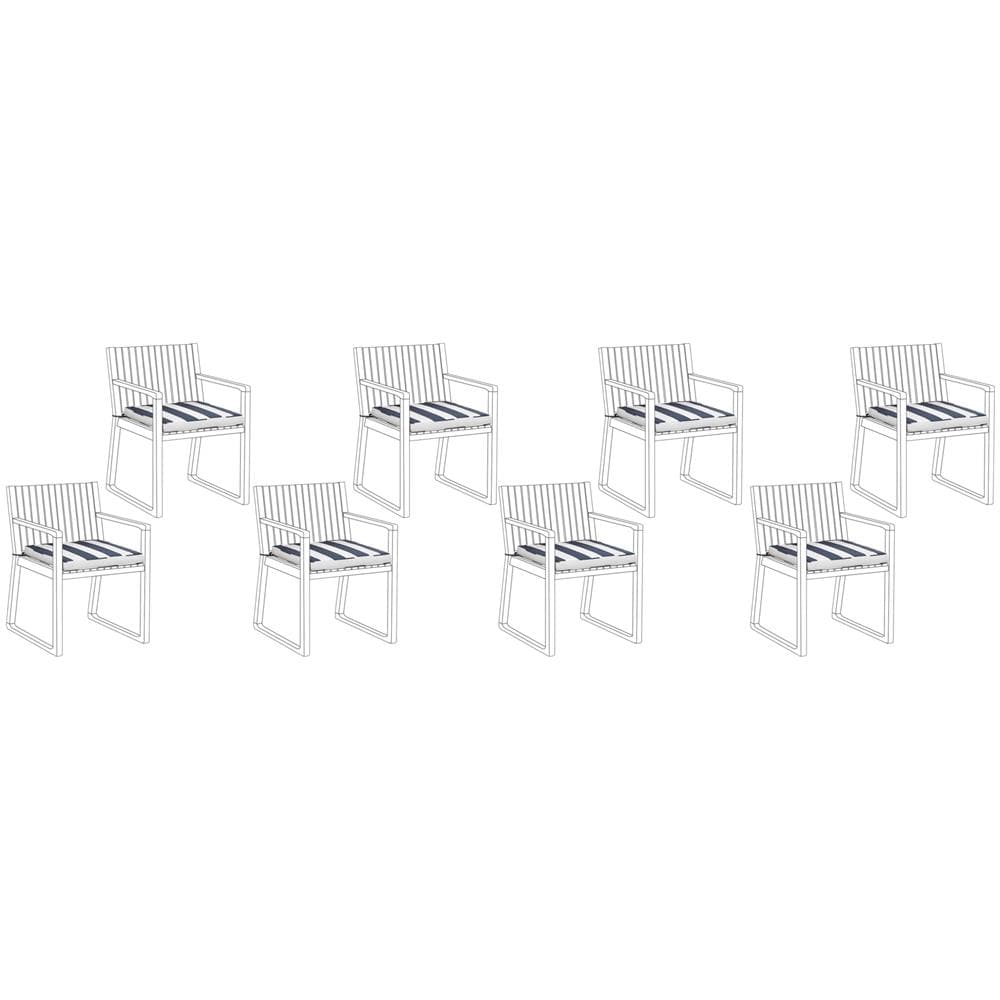 Set Di 8 Cuscini Blu Navy A Righe Per Sedia Sassari - Foto 1