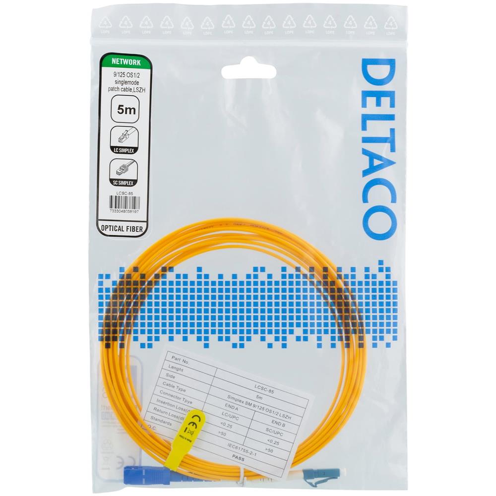 Cavo In Fibra, 5 M, Lc - Sc, 9/125, Os1 / 2, Monomodale, Lszh (basso - Foto 2