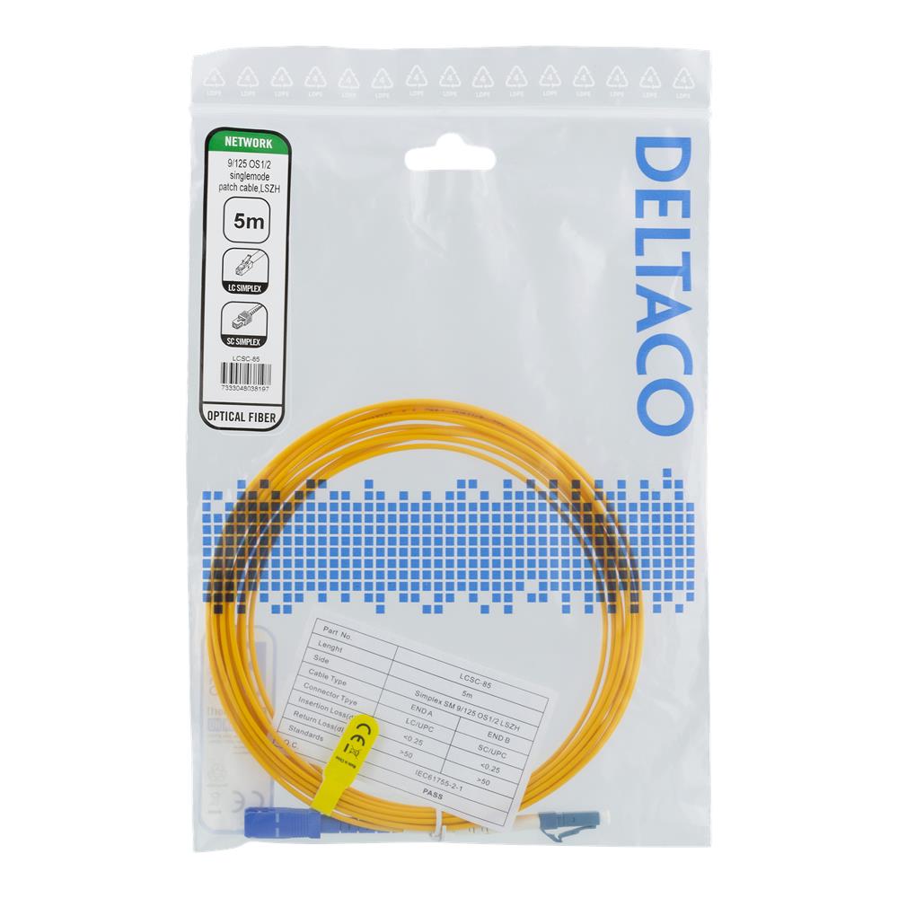 Cavo In Fibra, 5 M, Lc - Sc, 9/125, Os1 / 2, Monomodale, Lszh (basso - Foto 4