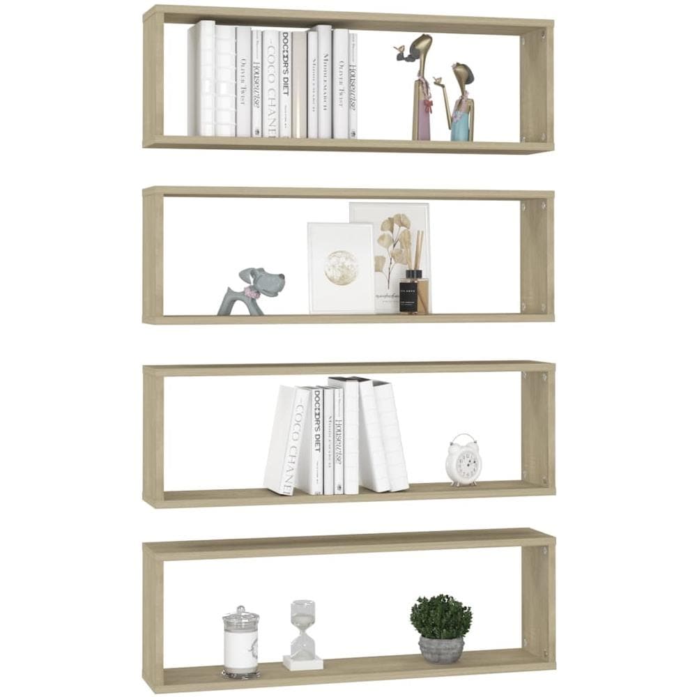 Mensole Parete Cubo 4pz Rovere Sonoma 80x15x26,5cm Multistrato - Foto 3