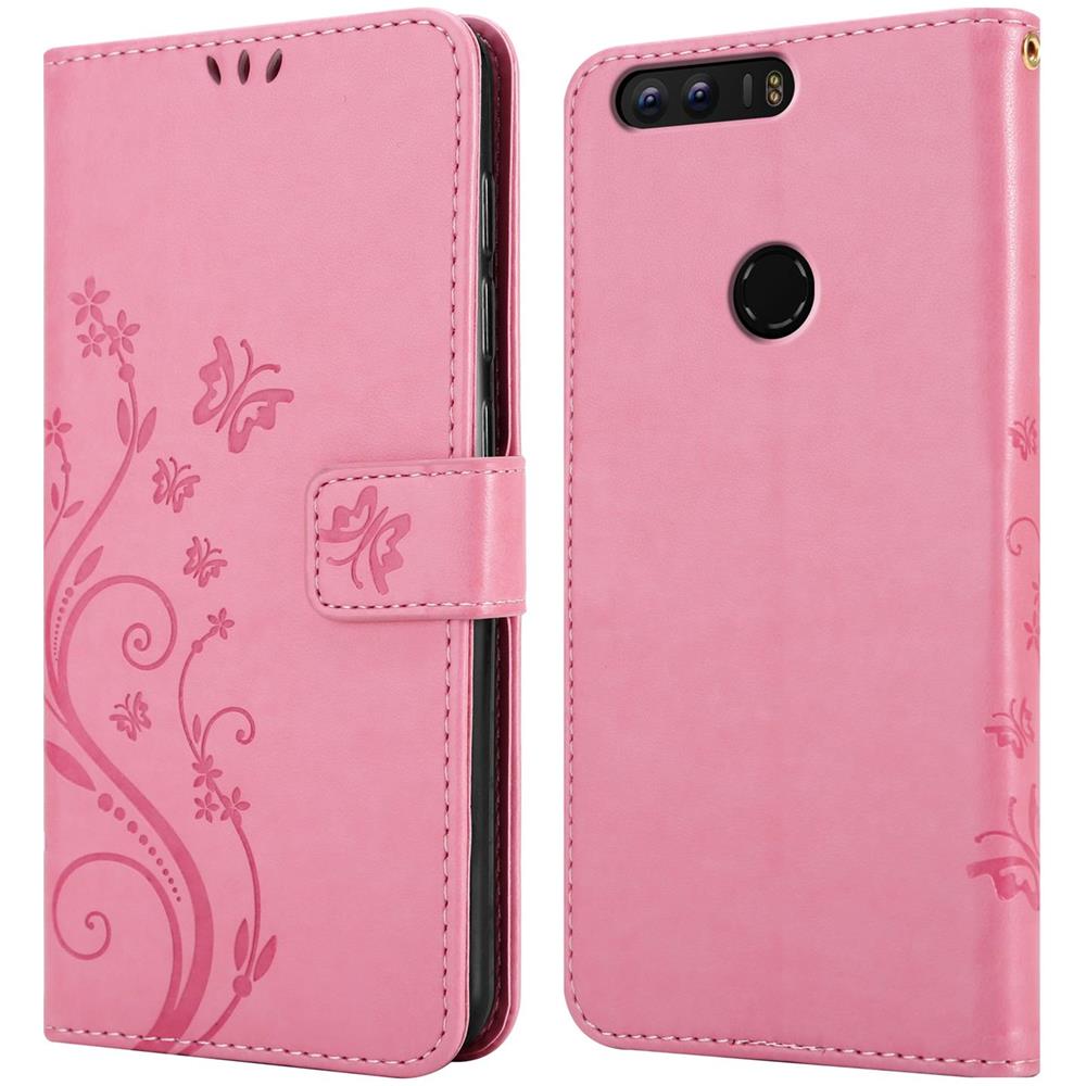 Custodia Compatibile Con Honor 8 / 8 Premium In Rosa Fiore - Coperchio Protettivo In Design Floreale Con Chiusura Magnetica, Funzione Stand E Slot Per Carte - Foto 8