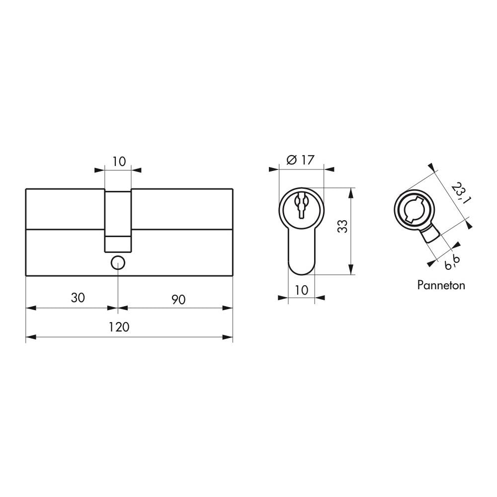 Cilindro Europeo A Doppia Entrata Sa 30x90mm, Antisfilamento, Ottone, 3 Chiavi - Thirard - Foto 4