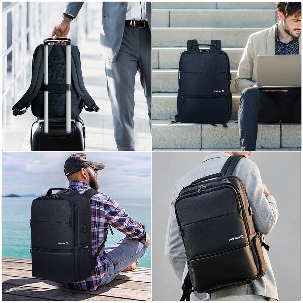 Zaino Multi-scomparto Per Computer /tablet Da 15,6 Pollici Swissten Nero - Foto 2