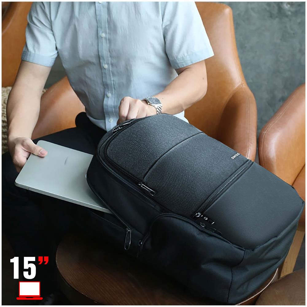 Zaino Multi-scomparto Per Computer /tablet Da 15,6 Pollici Swissten Nero - Foto 5