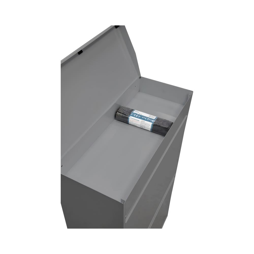 Top Cr622-b Pattumiera Per Raccolta Differenziata Con Ripiano Superiore Multiuso, 4 Secchi, Mobile D'acciaio Per Differenziata, 4 X 17 L (68 L), Grigio Chiaro - Foto 3