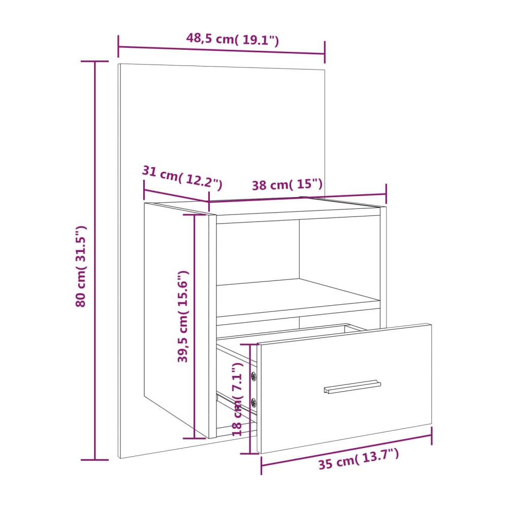 Comodino a Muro Rovere Marrone - Foto 7