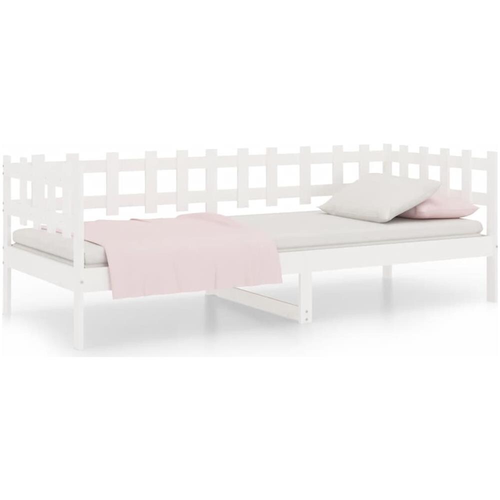 Dormeuse Bianca 90x190 Cm In Legno Massello Di Pino - Foto 2