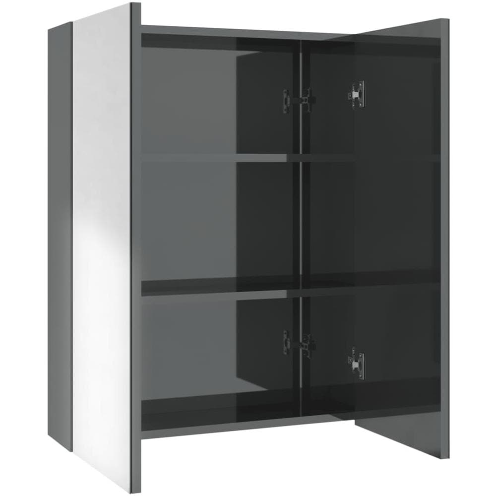 Armadietto A Specchio Per Bagno 60x15x75 Cm Mdf Grigio Lucido - Foto 2